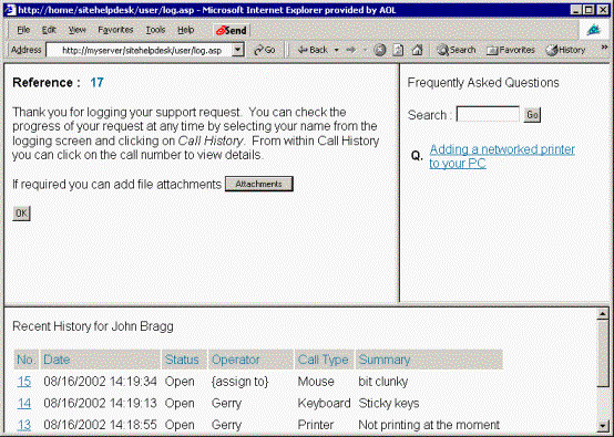 Sitehelpdesk The Leading Help Desk Software User Call History